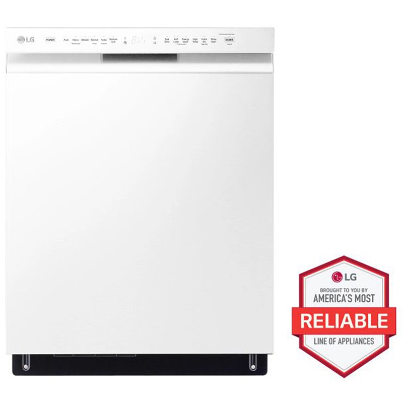 LG 24 in. Front Control Dishwasher with 48 dBa Sound Level, 3rd-Rack, Dynamic Dry & Pocket - White, White, hires