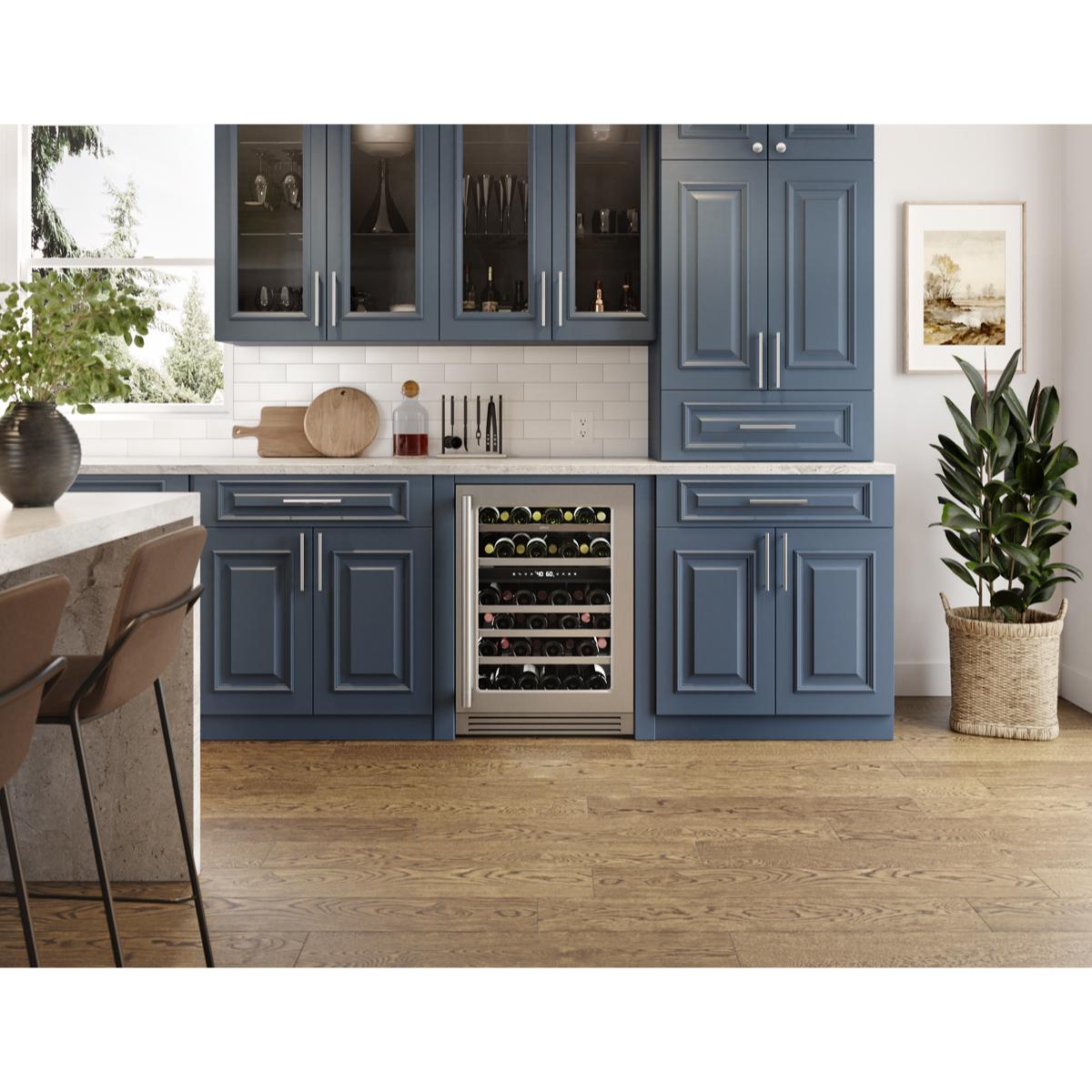 Zephyr Presrv Series 24 in. Undercounter Wine Cooler with Wood Racks, Dual Temperature Zones & 45-Bottle Capacity - Stainless Steel, , hires