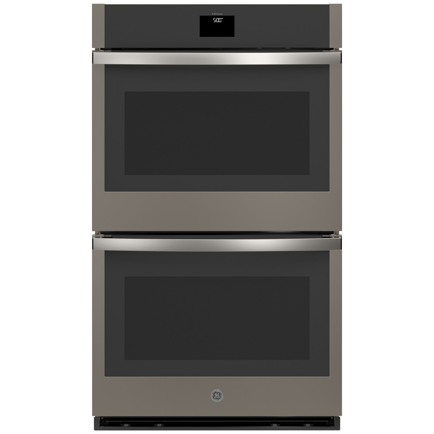 GE 30 in. 10 cu. ft. Smart Top Control Electric Double Wall Oven with True European Convection - Fingerprint Resistant Slate, , hires