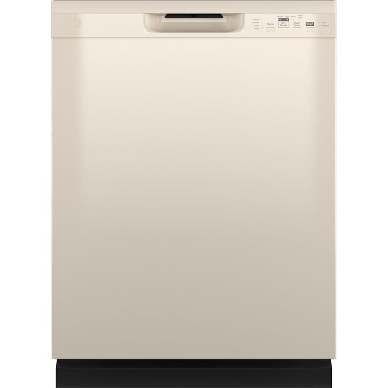GE 24 in. Front Control Flush-Mount Dishwasher with 55 dBa Sound Level, Dry Boost & Pocket Handle - Bisque, Bisque, hires
