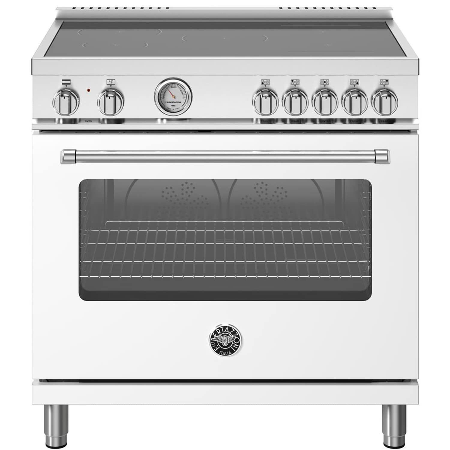Bertazzoni Master Series 36 in. 5.9 cu. ft. Dual Convection Electric Range with 5 Induction Burners - Matte White, , hires