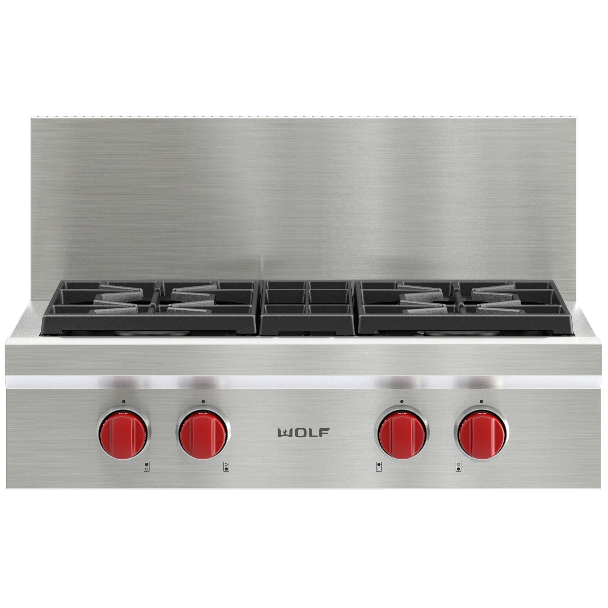 Wolf 30 in. 4-Burner Natural Gas Rangetop with Simmer Burner & Power Burner - Stainless Steel, , hires
