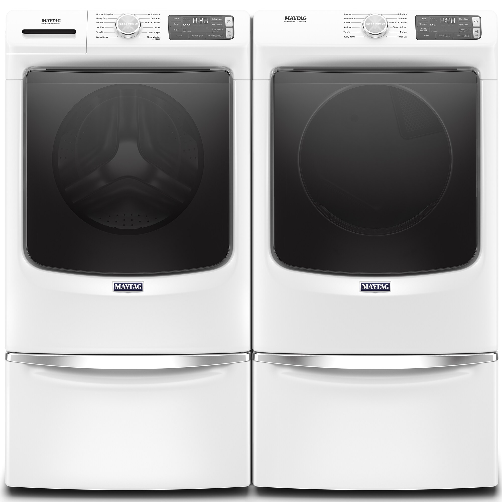 Maytag 27 in. 7.3 cu. ft. Stackable Gas Dryer with Extra Power, Sanitize, Steam & Quick Dry Cycle - White, White, hires