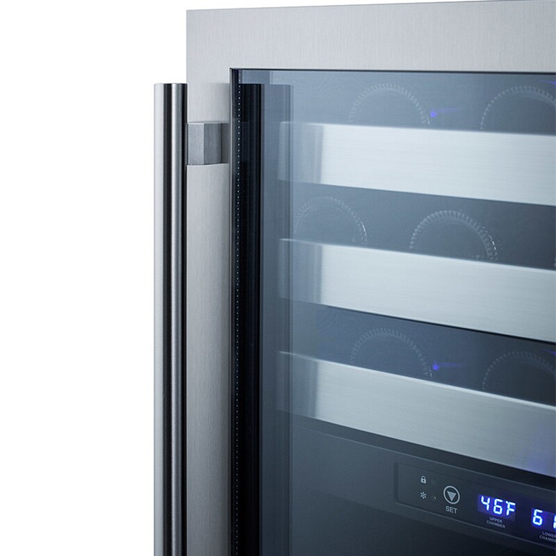 Summit 24 in. Undercounter Wine Cooler with Wire Racks, Dual Temperature Zones & 46 Bottle Capacity - Stainless Steel, , hires