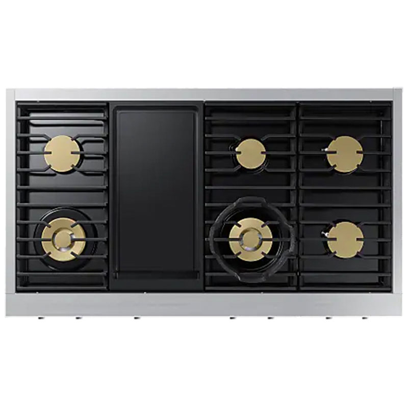 Dacor Transitional 48 in. 6-Burner Smart Natural Gas Rangetop with Griddle, Simmer Burner & Power Burner - Graphite Stainless, , hires