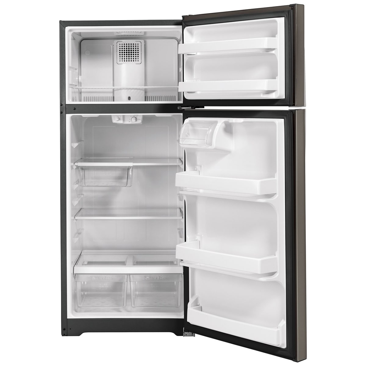 GE 28 in. 17.5 cu. ft. Top Freezer Refrigerator - Fingerprint Resistant Slate, Slate, hires