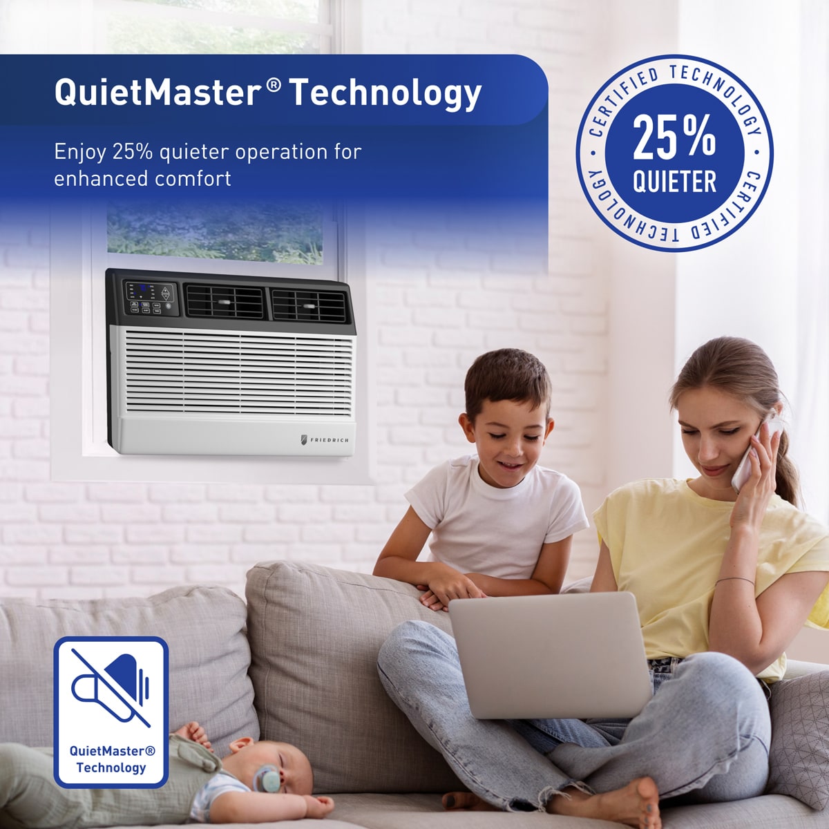 Friedrich Chill Premier Series 12,000 BTU 115V Smart Window Air Conditioner with 3 Fan Speeds, Remote Control - White, , hires