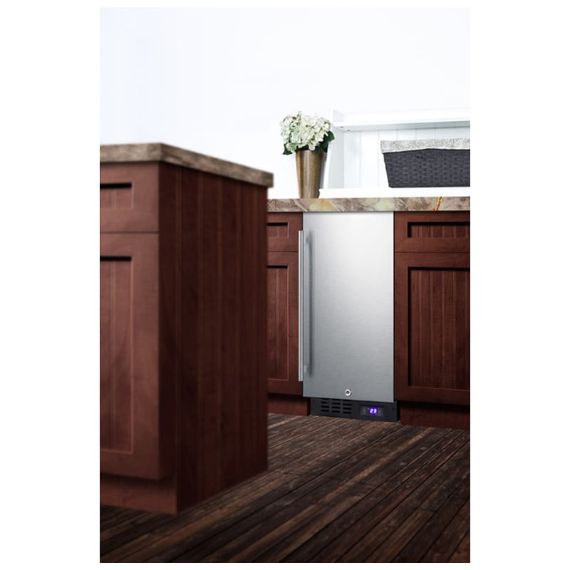 Summit 15 in. 2.4 cu. ft. Built-in Frost Free Compact Upright Freezer with Adjustable Shelves - Stainless Steel, , hires
