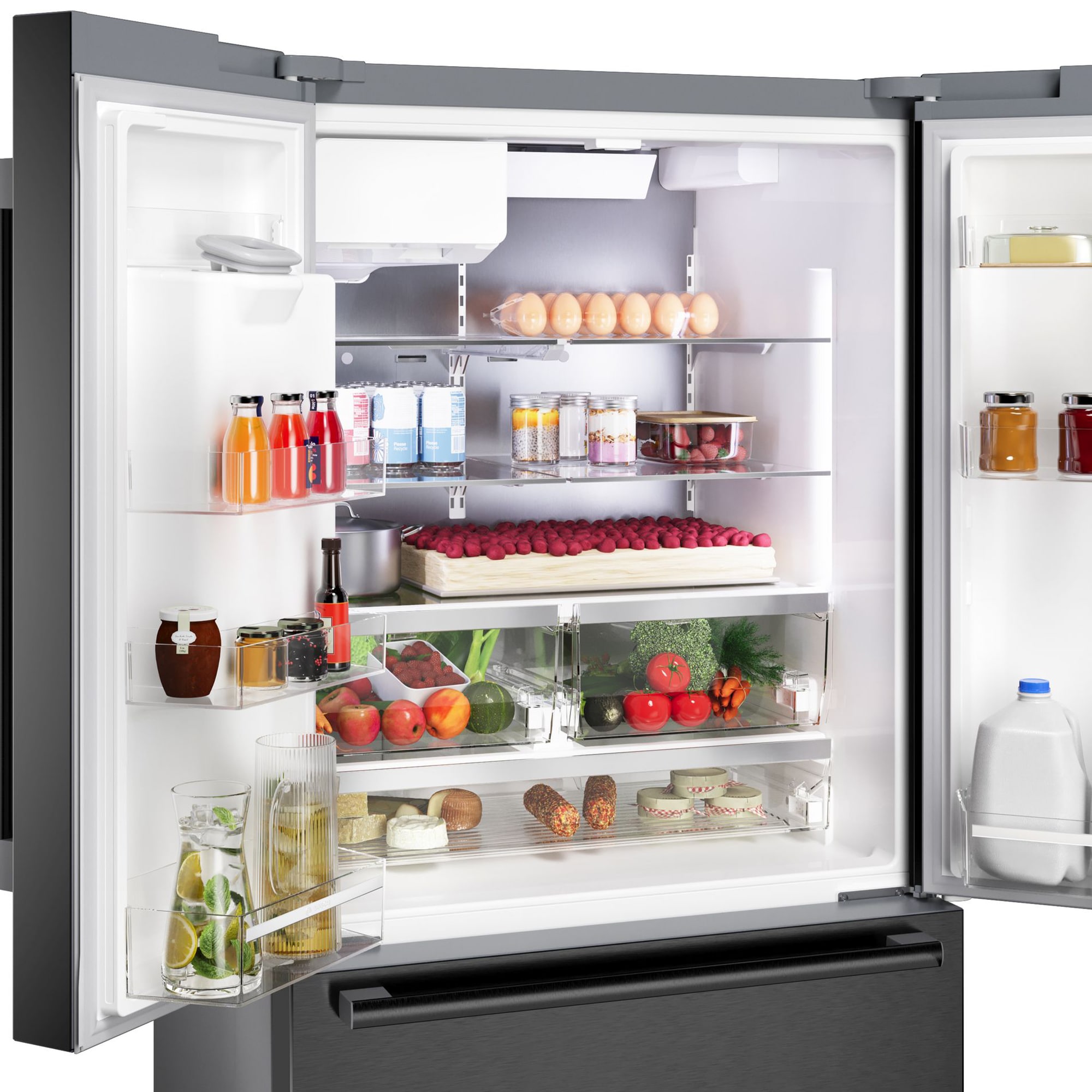 Bosch 500 Series 36 in. 26 cu. ft. Smart French Door Refrigerator with Ice & Water Dispenser - Black Stainless Steel, , hires