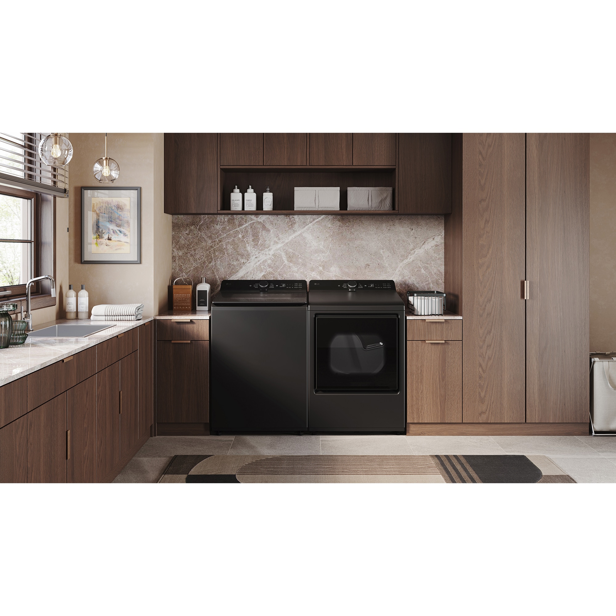 LG 27 in. 5.3 cu. ft. Smart Top Load Washer with Agitator, TurboWash3D Technology & AI Sensing - Matte Black, Matte Black, hires