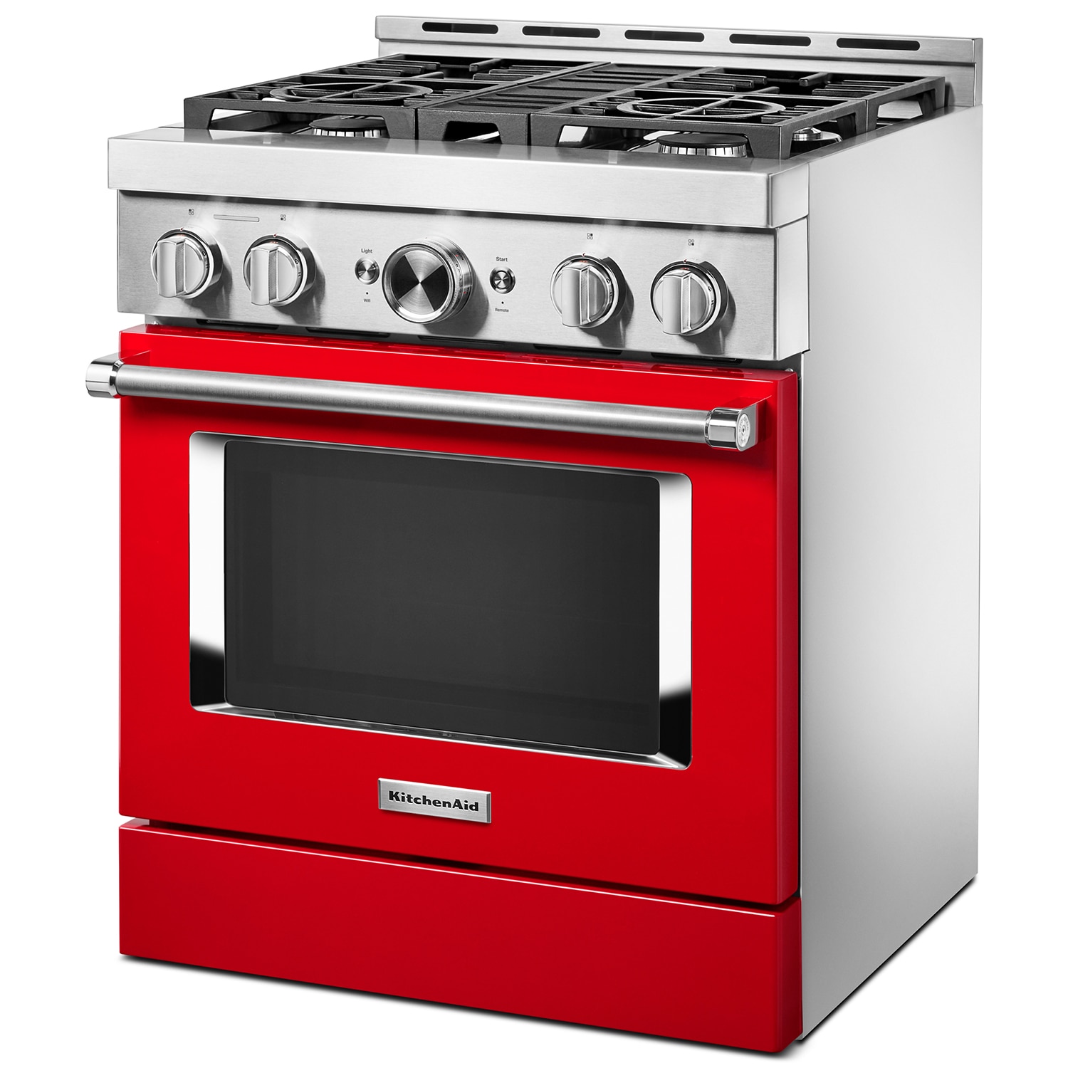 KitchenAid Commercial-Style 30 in. 4.1 cu. ft. Smart True European Convection Gas Range with 4 Sealed Burners - Passion Red, Passion Red, hires