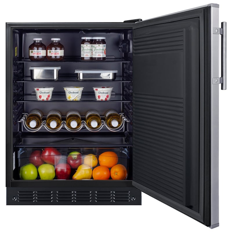 Summit 24 in. 5.3 cu. ft. ADA Compliant Undercounter Refrigerator - Stainless Steel with Black Cabinet, , hires