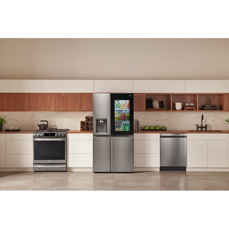 LG InstaView36 in. 27.1 cu. ft. Smart Side by Side Refrigerator with Ice & Water Dispenser - PrintProof Stainless Steel, PrintProof Stainless Steel, hires