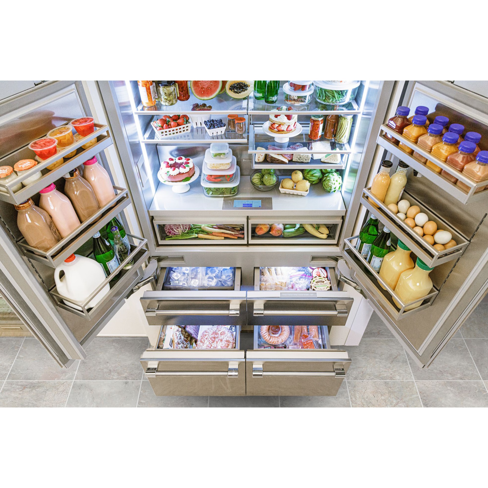 Thermador Freedom Collection 48 in. Built-In 27.7 cu. ft. Smart Counter Depth 6-Door French Door Refrigerator with Internal Water Dispenser and Professional handles - Stainless Steel, Stainless Steel, hires
