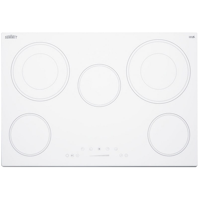 Summit 30 in. 5-Burner Electric Cooktop with Power Burner - White, , hires
