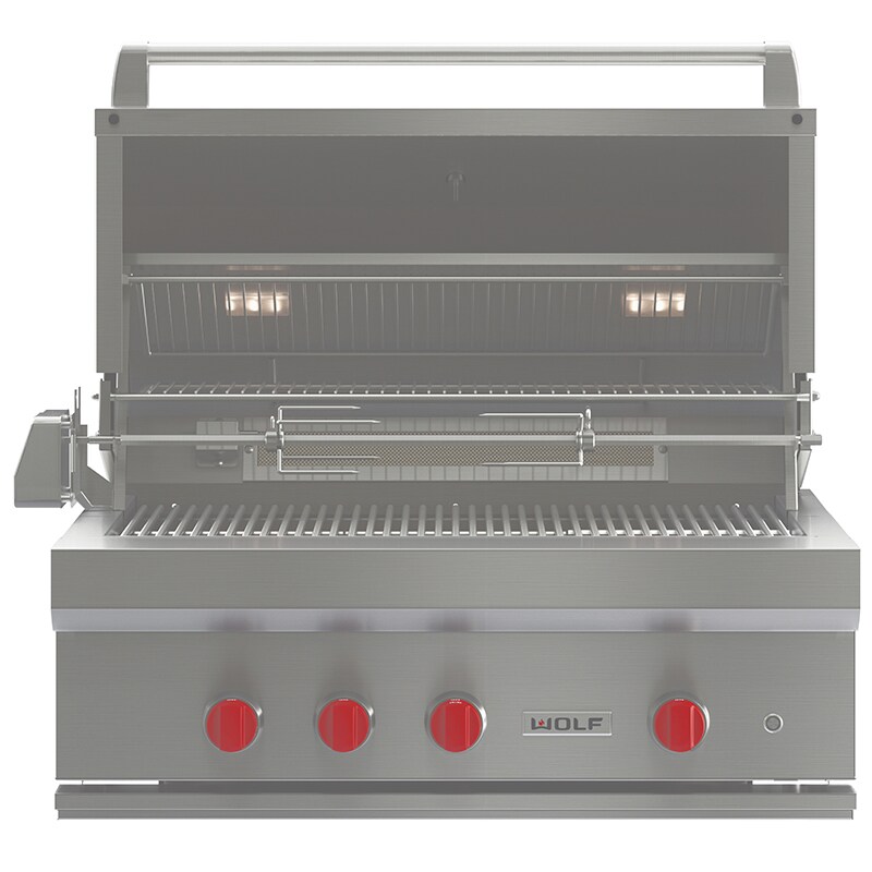 Wolf 36 in. 3-Burner Built-In Liquid Propane Gas Grill with Rotisserie, Sear Burner & Smoker Box - Stainless Steel, , hires
