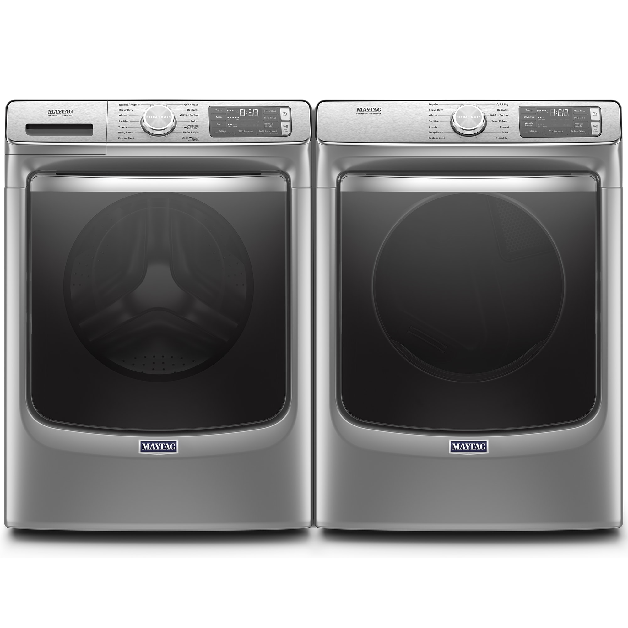 Maytag 27 in. 7.3 cu. ft. Smart Stackable Gas Dryer with Extra Power Button, Industry-Exclusive Extra Moisture Sensor, Sanitize & Steam Cycle - Metallic Slate, Metallic Slate, hires