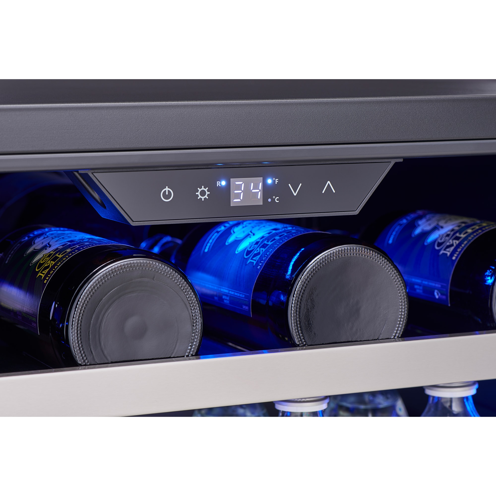 Zephyr 24 in. Built-In/Freestanding 5.1 cu. ft. Compact Beverage Center with Adjustable Shelves & Digital Control - Stainless Steel, , hires