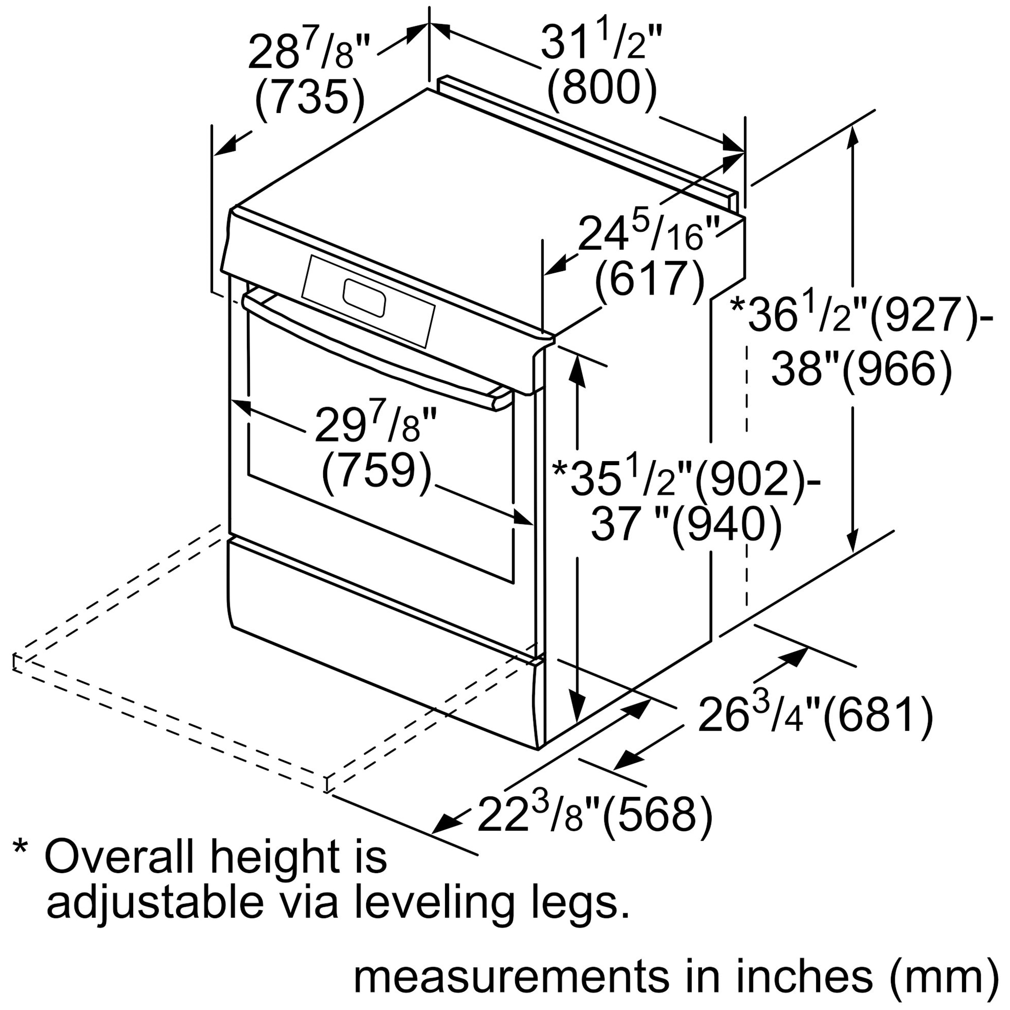 Bosch 800 Series 30 in. 4.6 cu. ft. True European Convection Slide-In Electric Range with 4 Induction Burners - Stainless Steel, , hires