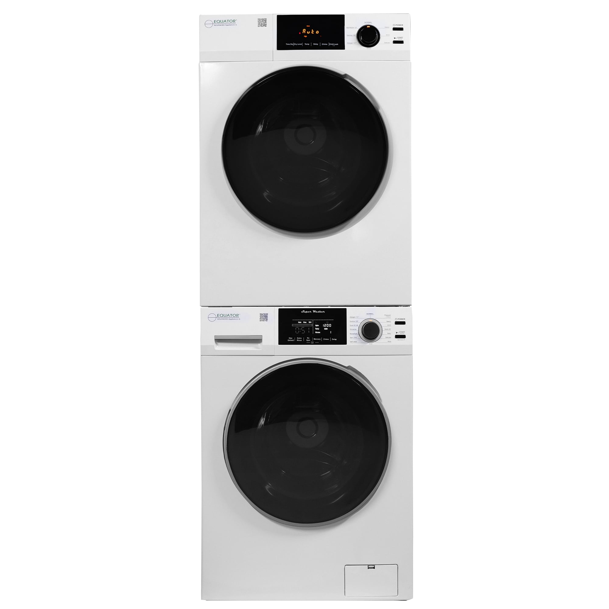 Equator 24 in. 1.9 cu. ft. Electric Front Load Laundry Center with Sanitize Cycle & Sensor Dry - White, , hires