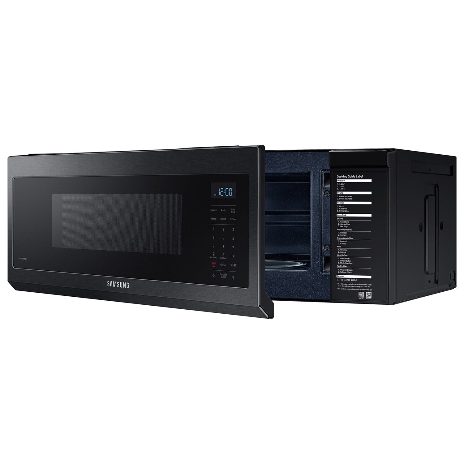 Samsung 30 in. 1.1 cu. ft. 1100W Low Profile Smart Over-the-Range Microwave with 400 CFM - Matte Black Steel, , hires