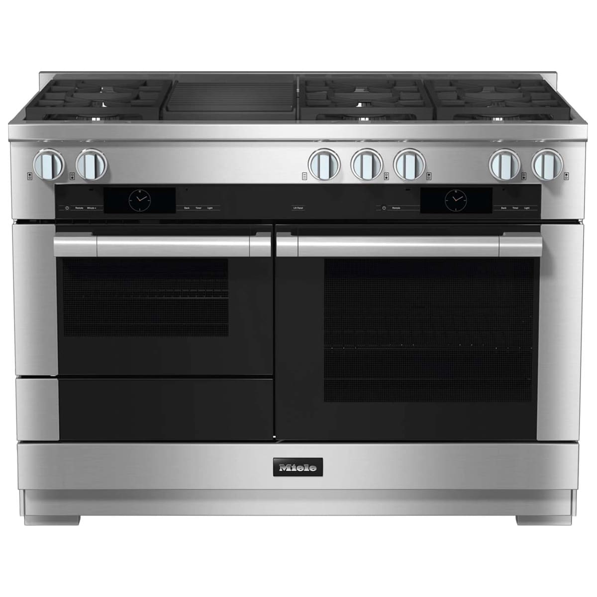 Miele 48 in. 4.7 cu. ft. Smart True European Convection Double Oven Dual Fuel Range with 6 Sealed Burners & Grill - Clean Steel, , hires
