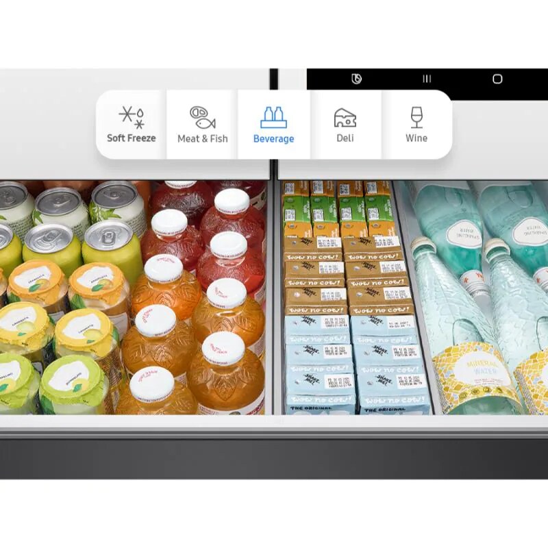 Samsung Bespoke 36 in. 22.5 cu. ft. Smart Counter Depth 4-Door French Door Refrigerator with AI Family Hub+, Beverage Center & Internal Water AutoFill Pitcher - White Glass, White Glass, hires