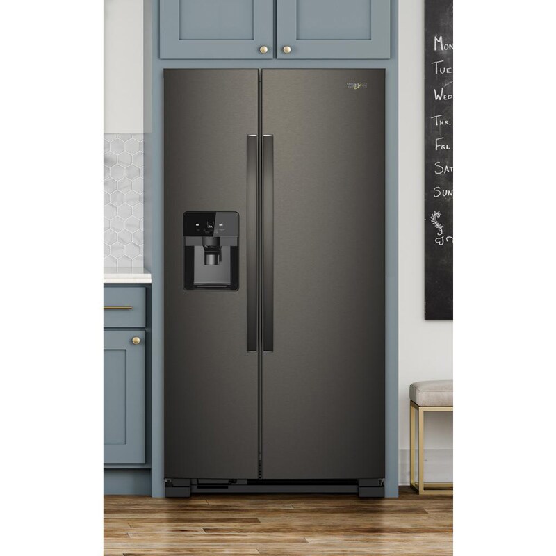 Whirlpool 36 in. 24.5 cu. ft. Side by Side Refrigerator with Ice & Water Dispenser - Black Stainless, Black Stainless, hires