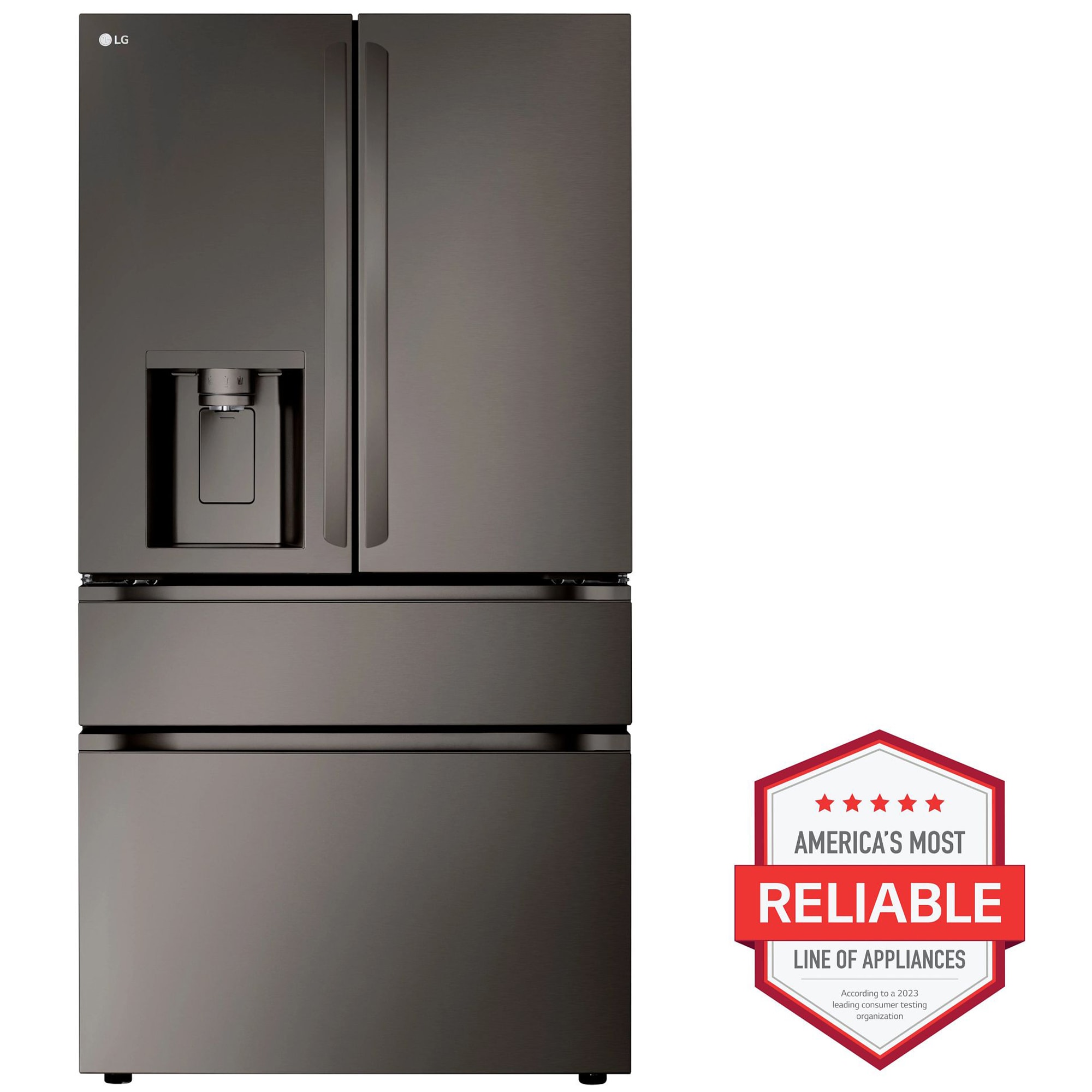 LG 36 in. 28.6 cu. ft. Smart 4-Door French Door Refrigerator with Ice & Water Dispenser - PrintProof Black Stainless Steel, PrintProof Black Stainless Steel, hires
