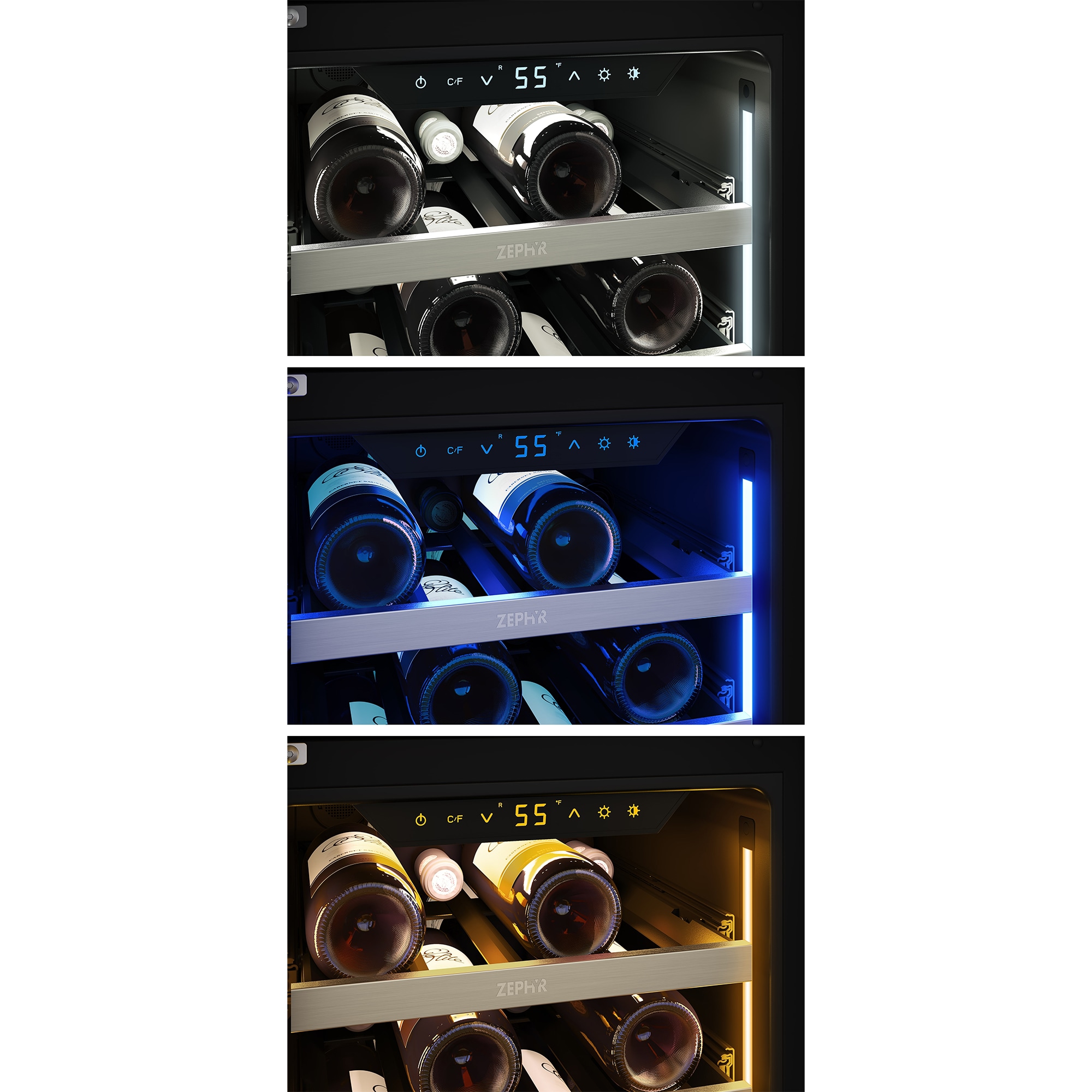 Zephyr Presrv Series 15 in. Undercounter Wine Cooler with Wood Racks, Single Temperature Zone & 27 Bottle Capacity - Stainless Steel, , hires