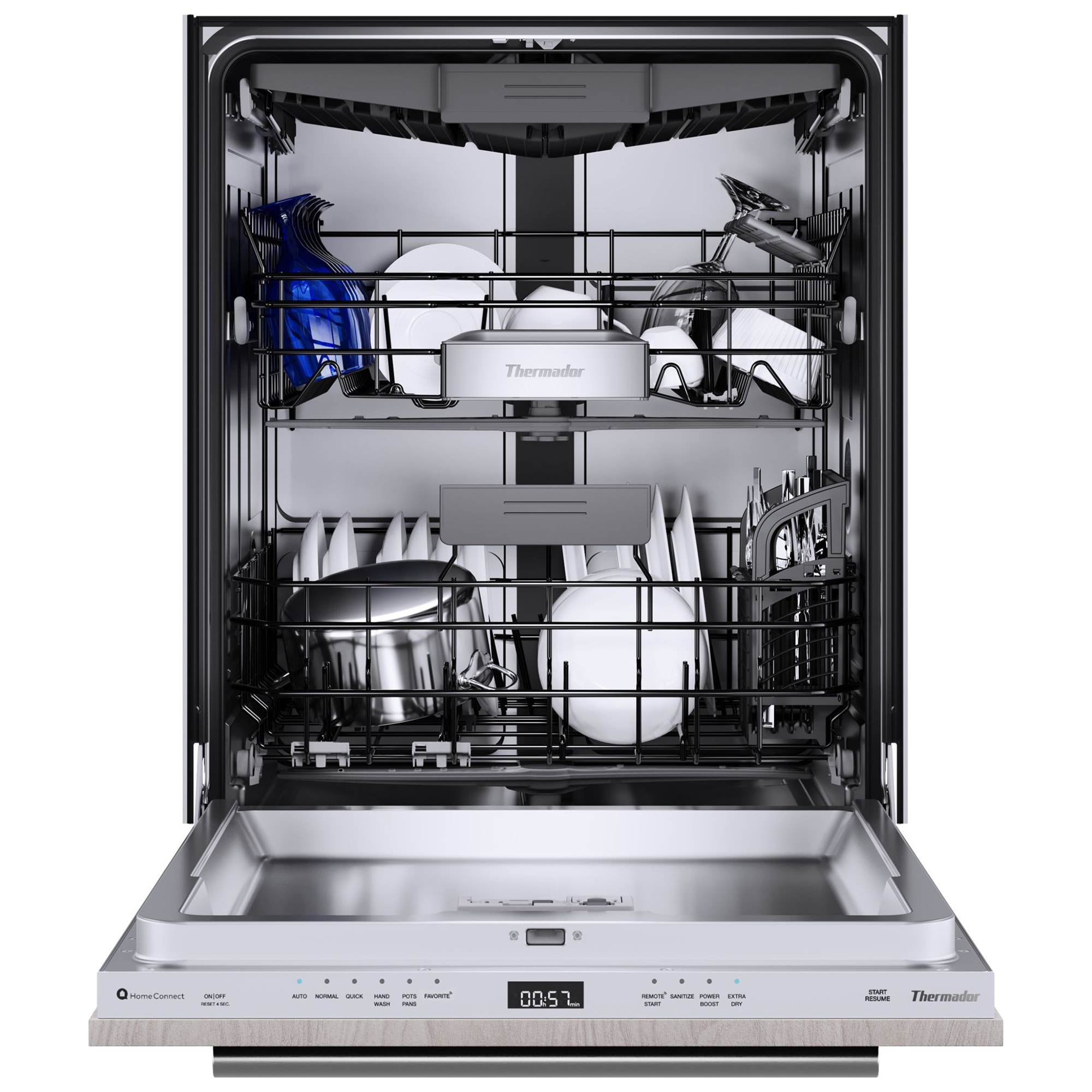 Thermador Emerald Series 24 in. Top Control Smart Dishwasher with 48 dBa Sound Level & 3rd-Rack - Custom Panel Ready, Custom Panel Required, hires