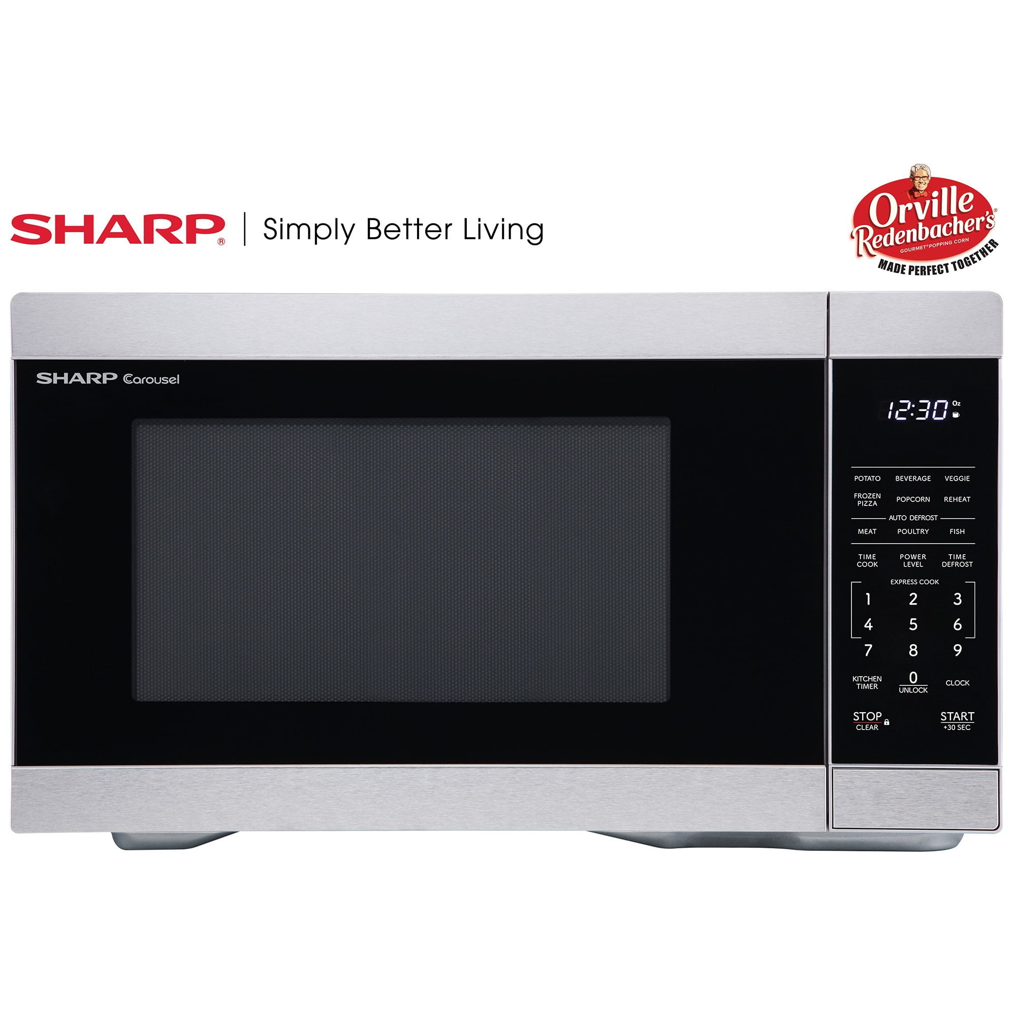 Sharp 21 in. 1.1 cu. ft. 1000W Countertop Microwave - Stainless Steel, , hires