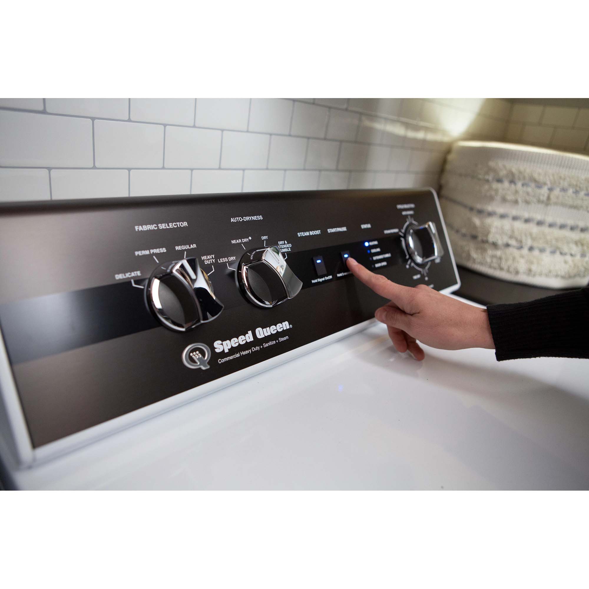 Speed Queen DR5 27 in. 7.0 cu. ft. Electric Dryer with Sensor Dry, Sanitize & Steam Cycle - White, , hires