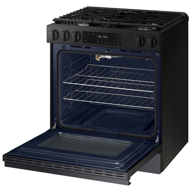 Samsung Bespoke 30 in. 6 cu. ft. Smart Slide-In Gas Range with 5 Sealed Burners - Matte Black Steel, Matte Black Steel, hires