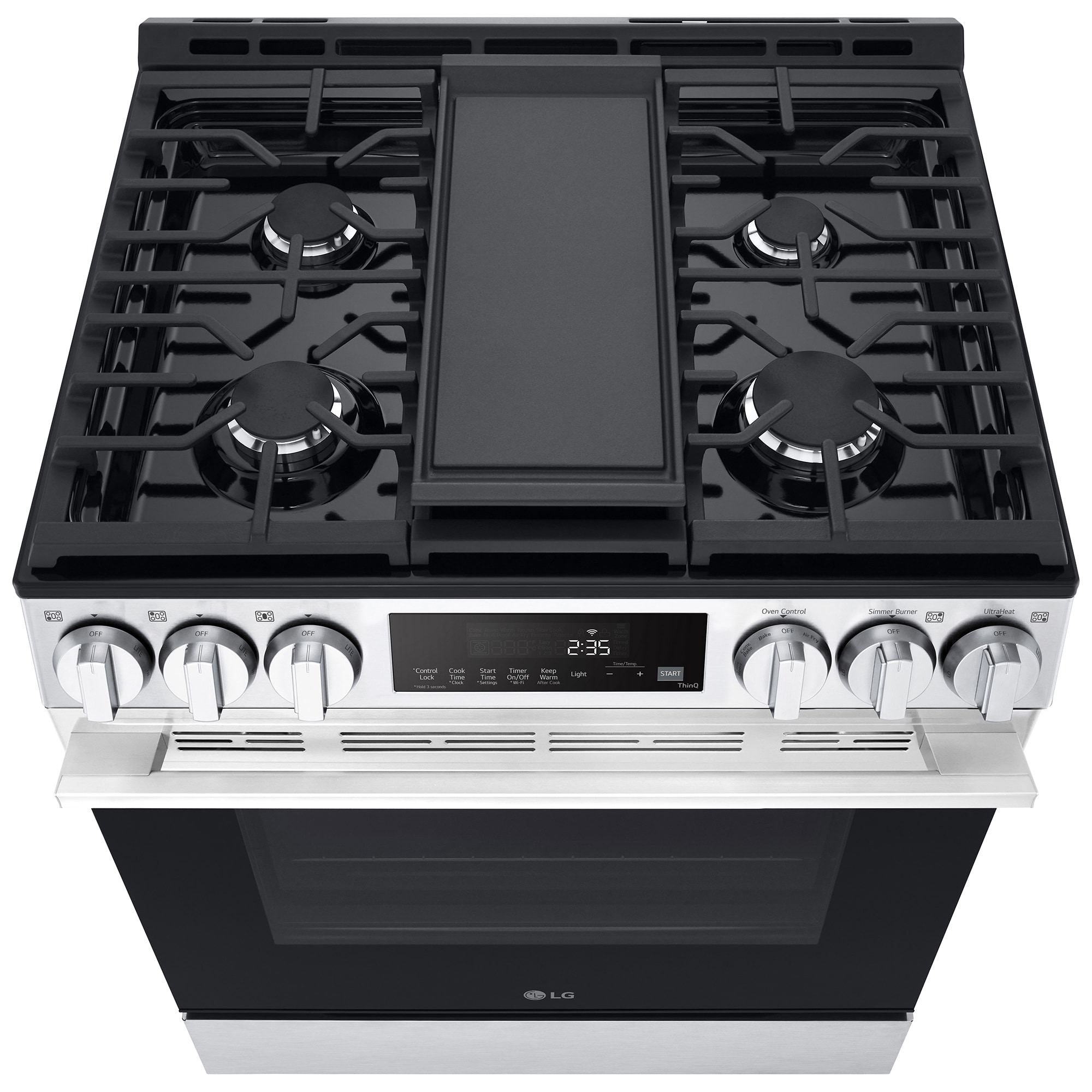 LG 30 in. 6.3 cu. ft. Smart Air-Fry Standard Convection Slide-In Gas Range with 5 Sealed Burners & Griddle - PrintProof Stainless Steel, , hires