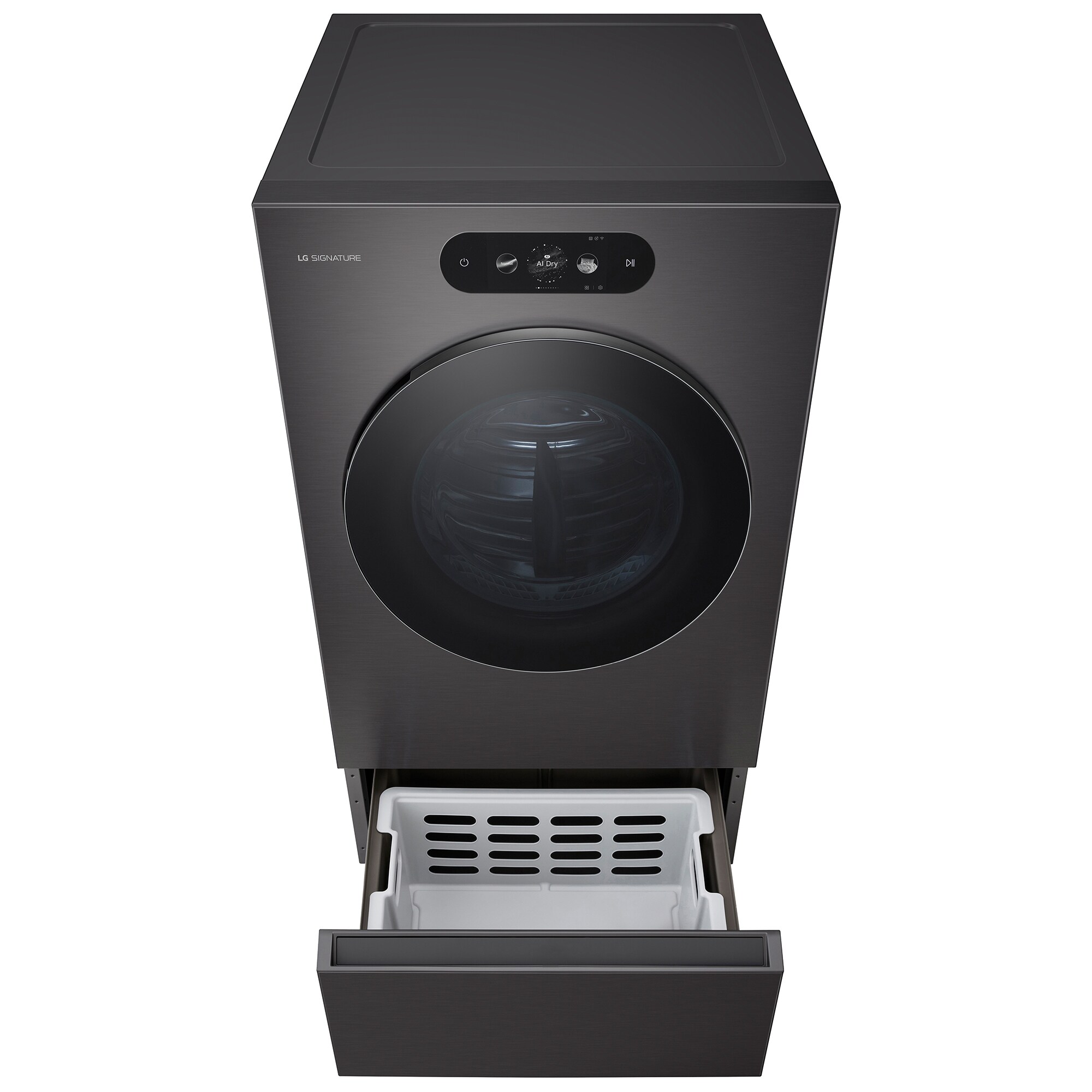 LG Signature 29 in. 9.0 cu. ft. Smart Stackable Electric Dryer with Built-In Intelligence, TurboSteam, AI Sensor Dry & Sanitize Cycle - Brushed Black Steel, , hires