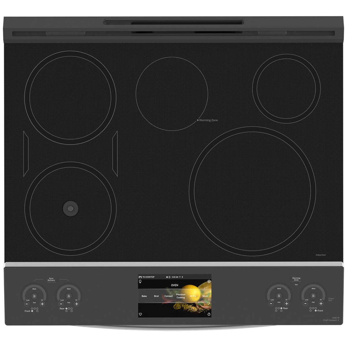 GE Profile 30 in. 5.3 cu. ft. Smart Air Fry True European Convection Slide-In Electric Range with 5 Induction Burners - Stainless Steel, , hires