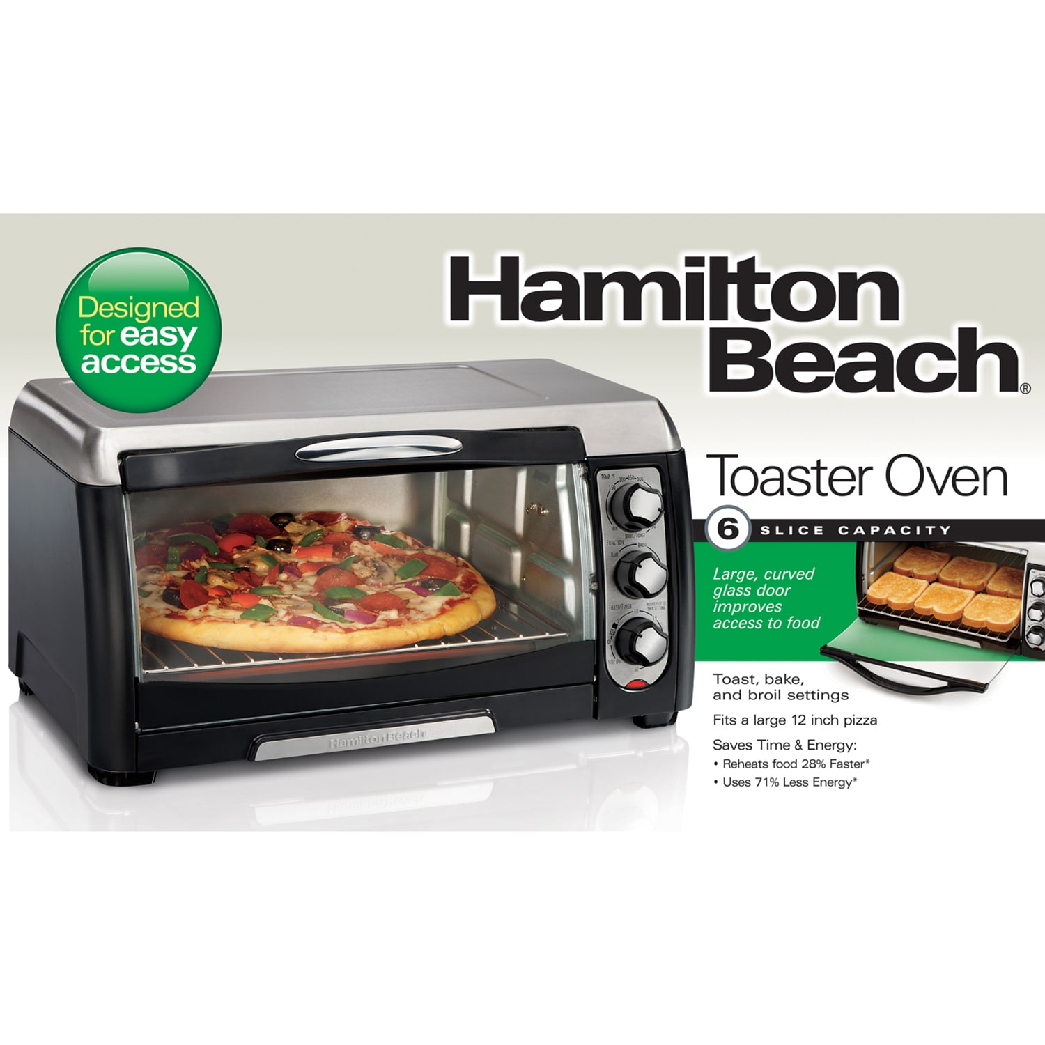Hamilton Beach 6 Slice Capacity Toaster Oven, , hires