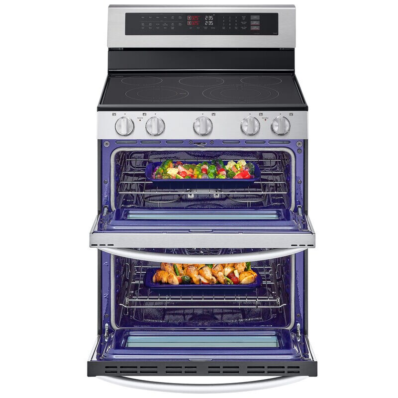 LG 30 in. 7.3 cu. ft. Smart Air Fry True European Convection Double Oven Electric Range with Radiant Burners - Stainless Steel, , hires
