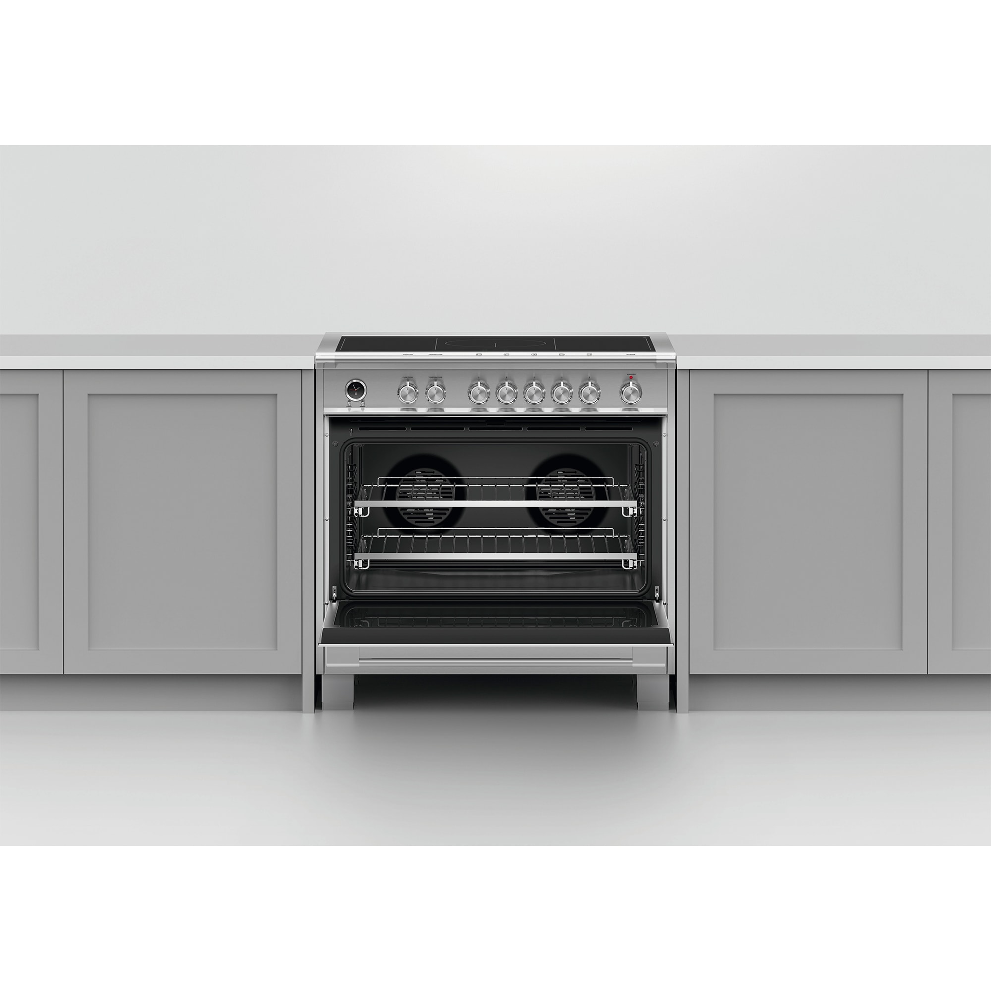 Fisher & Paykel Series 9 Classic 36 in. 4.9 cu. ft. Dual Convection Electric Range with 5 Induction Burners - Stainless Steel, , hires