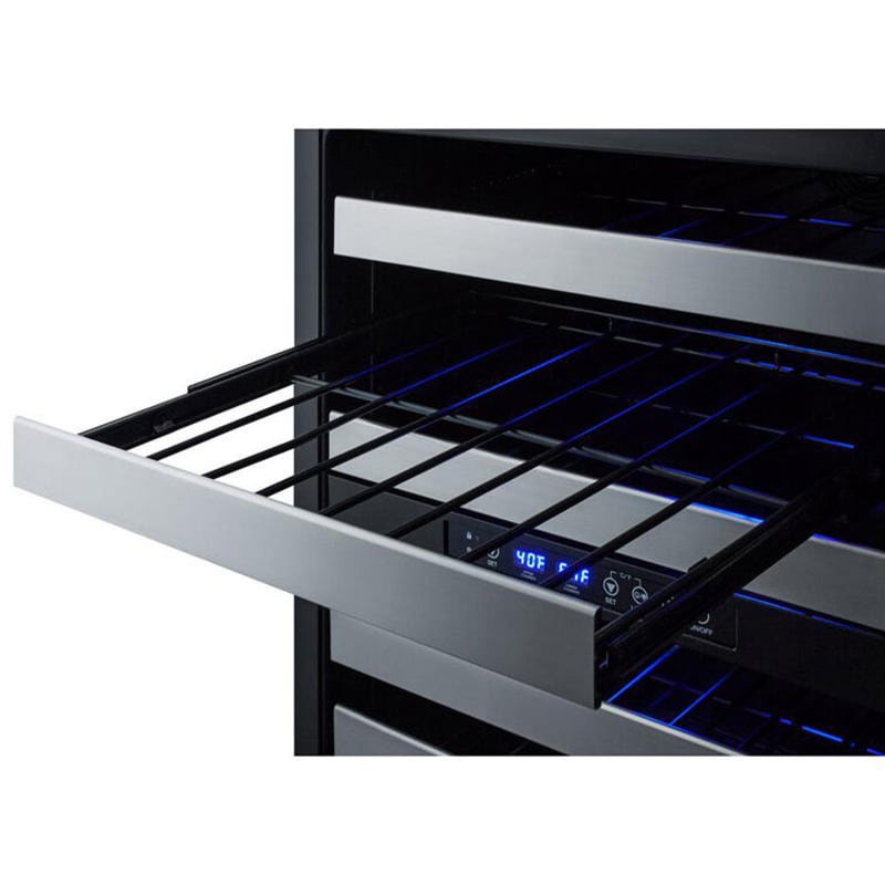 Summit 24 in. Undercounter Wine Cooler with Wire Racks, Dual Temperature Zones & 46 Bottle Capacity - Stainless Steel, , hires