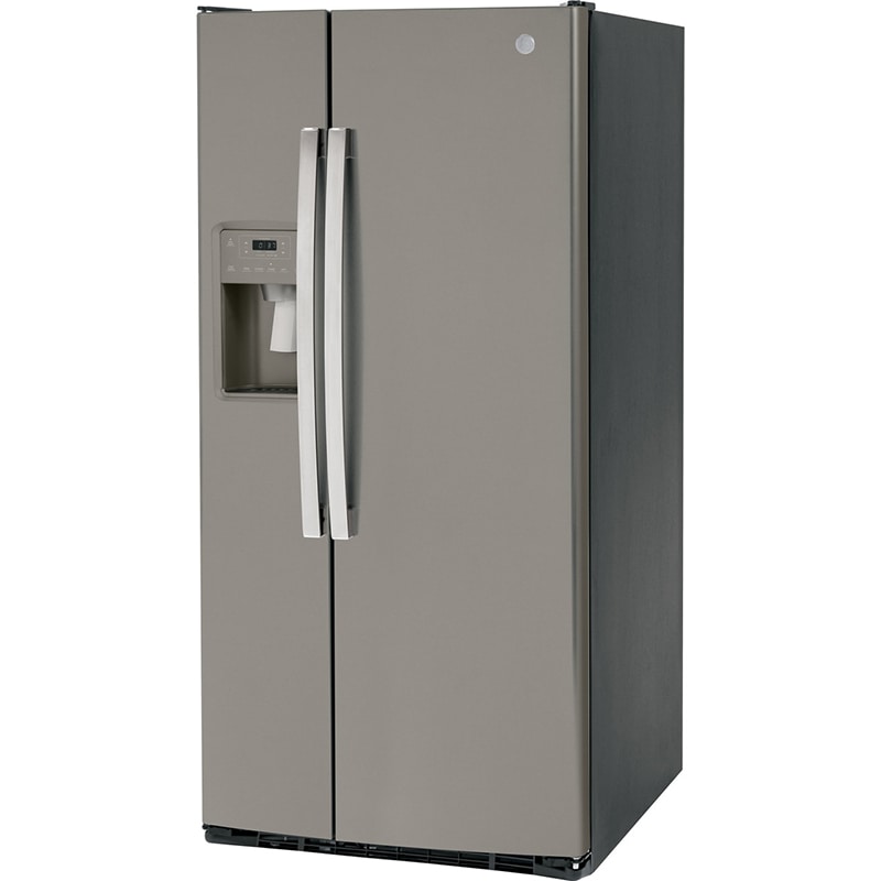GE 33 in. 23 cu. ft. Side by Side Refrigerator with Ice & Water Dispenser - Fingerprint Resistant Slate, , hires
