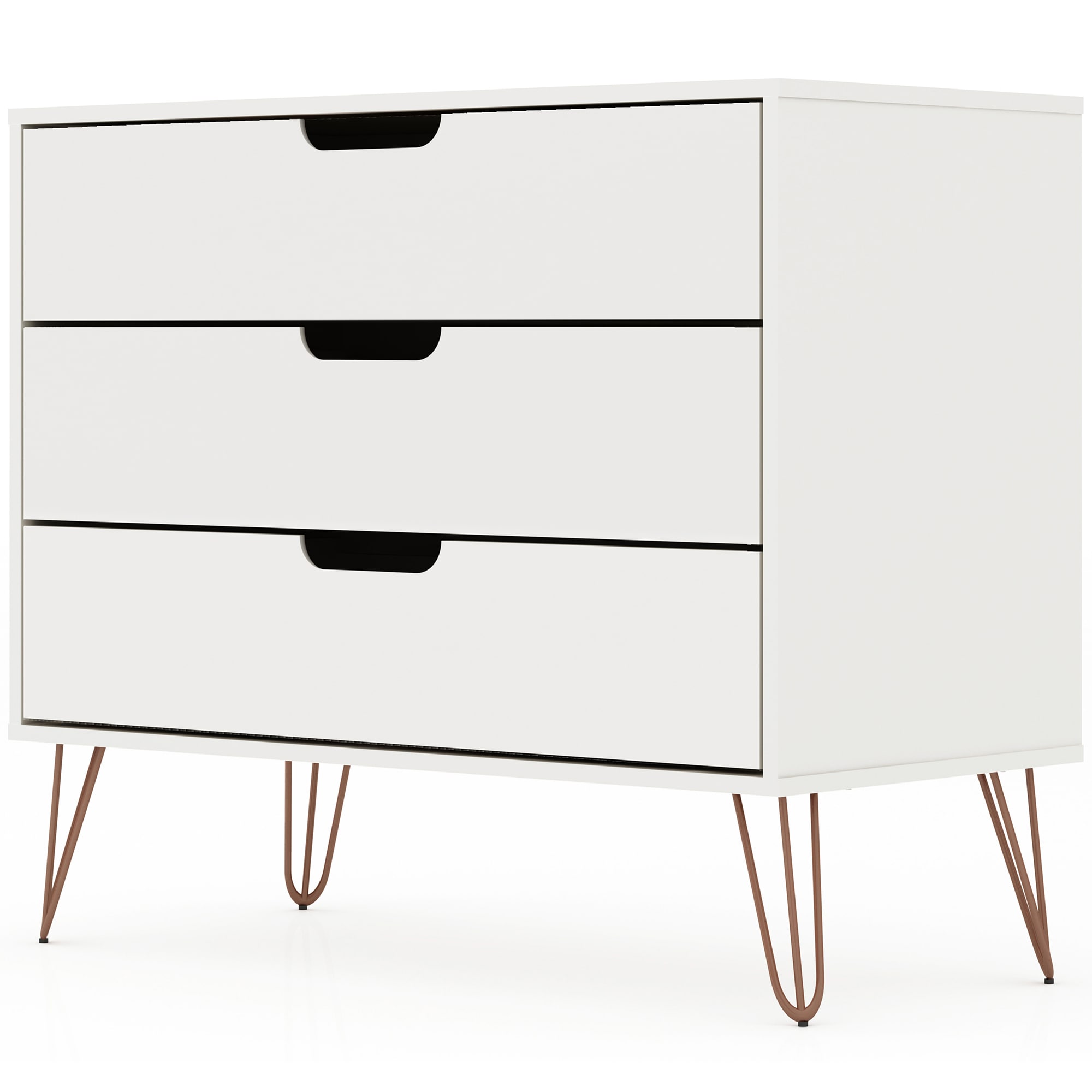 Manhattan Comfort Rockefeller Mid-Century Modern 3-Drawer Dresser - White, White, hires