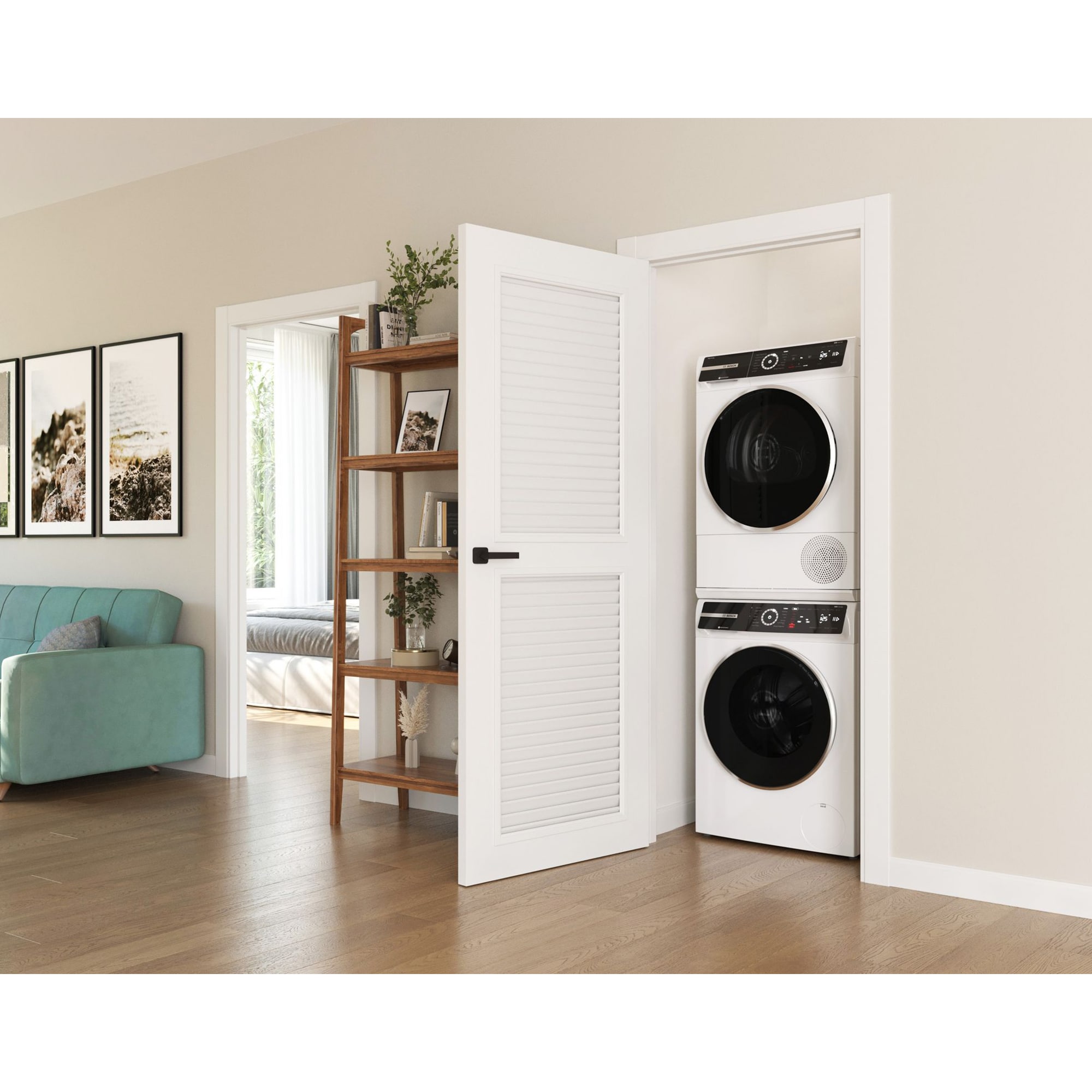 Bosch 500 Series 24 in. 2.4 cu. ft. Smart Stackable Front Load Washer with Sanitize Cycle - White, , hires