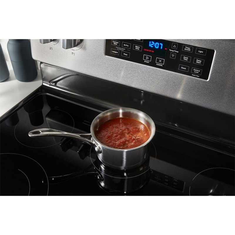 Whirlpool 30 in. 5.3 cu. ft. Air Fry Standard Convection Electric Range with Radiant Burners - Stainless Steel, , hires