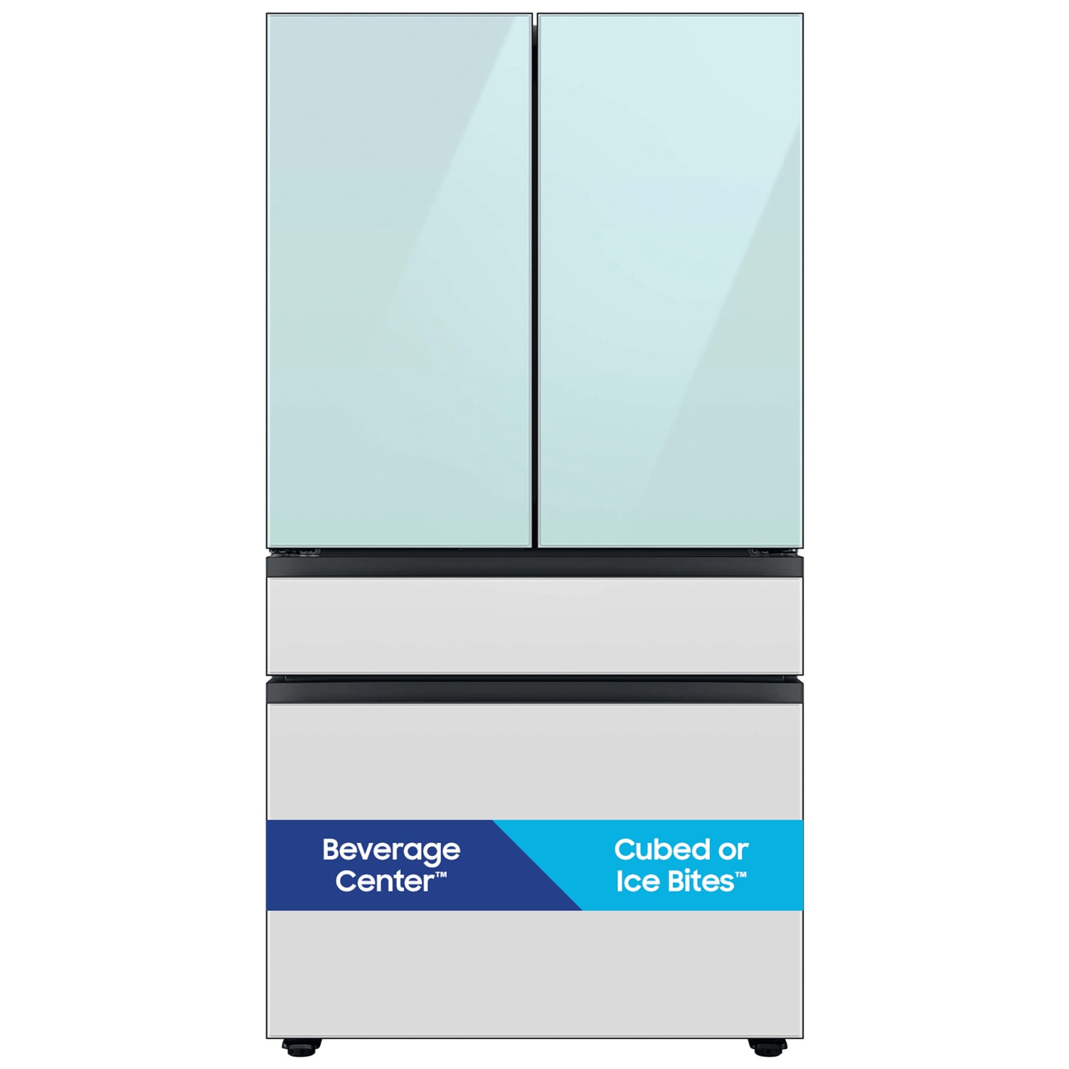 Samsung Bespoke 36 in. 28.8 cu. ft. Smart 4-Door French Door Refrigerator with Internal Water Dispenser - Morning Blue and White Glass, Morning Blue, hires