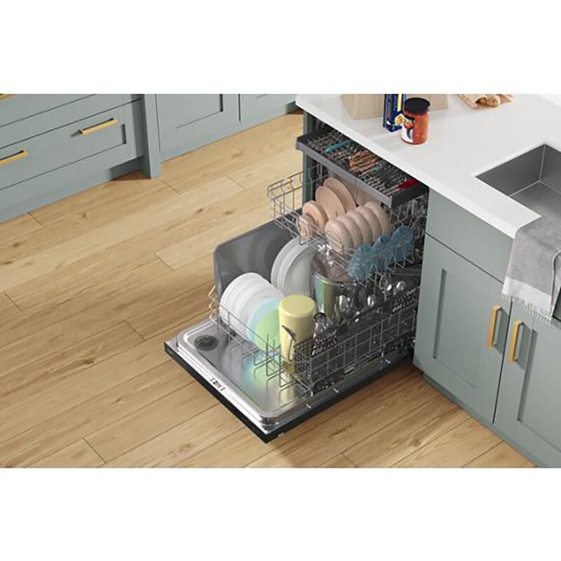 Whirlpool 24 in. Top Control Dishwasher with 47 dBa Sound Level & 3rd-Rack - Fingerprint resistant Black Stainless, Fingerprint Resistant Black Stainless, hires