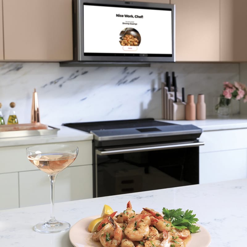 Cafe 30 in. 5.3 cu. ft. Smart Air Fry True European Convection Slide-In Electric Range with 5 Induction Burners - Platinum Glass, Platinum Glass, hires