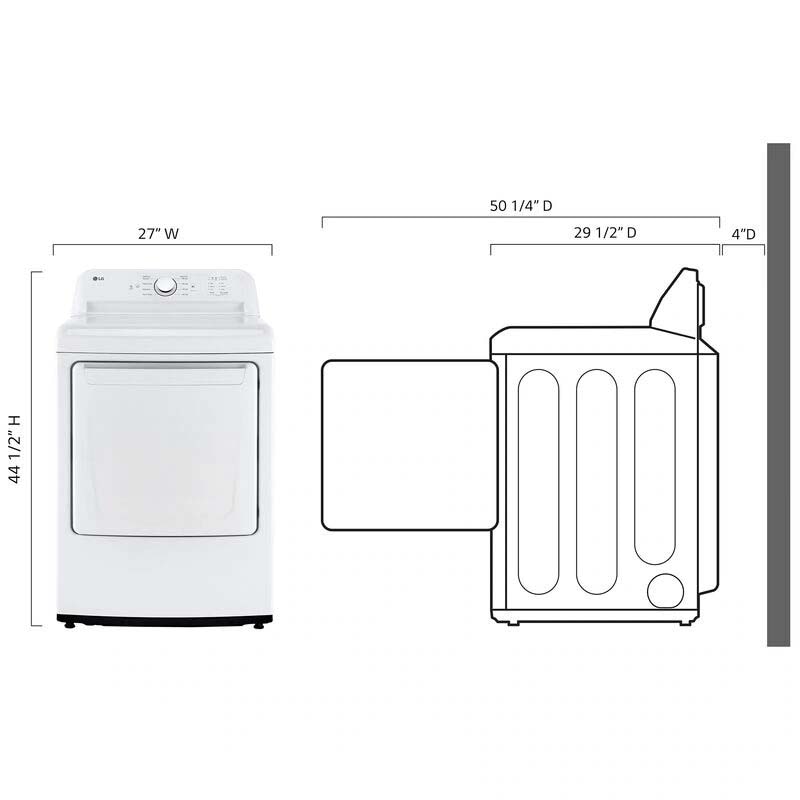 LG 27 in. 7.3 cu. ft. Electric Dryer with FlowSense Duct Clogging Indicator, LoDecibel Quiet Operation & Sensor Dry - White, White, hires