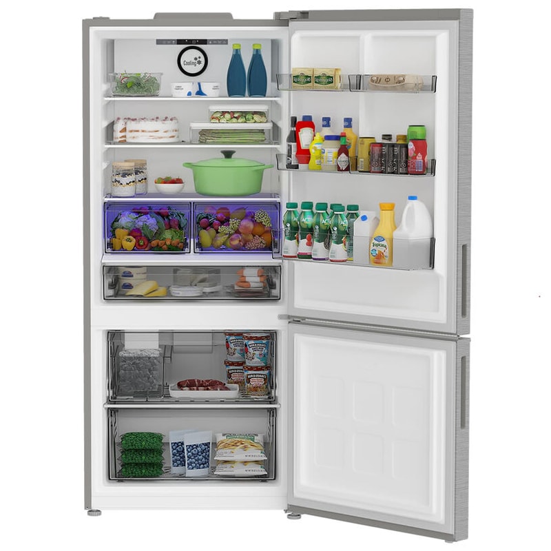 Blomberg 28 in. 13.8 cu. ft. Counter Depth Bottom Freezer Refrigerator with Ice Maker - Stainless Steel, , hires